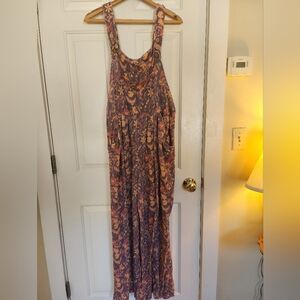 Blakely Cassidy Floral Overalls Brown Floral Size L/XL Boho Hippie Gypsy